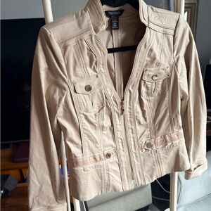 White House Black Market Y2K Beige Utility Jacket